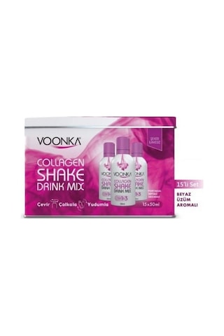 Voonka Collagen Shake Drink Mix Beyaz Üzüm 15x50ml Voonka Collagen Shake Drink Mix Beyaz Üzüm 15x50ml
