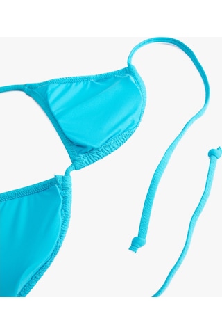 Koton Üçgen Bikini Üstü Dokulu Boyundan Bağlamalı Kaplı Mavi 3sak10149bm 3SAK10149BM699 Mavi