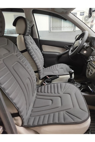 2,li Oto Koltuk Kılıfı Minder Alkantra Kumaş Füme Renk Slikon Direksiyon Kılıfı