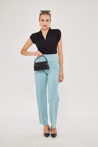 Lovelf Kare Düğme Bol Paça Pantolon Mint Yeşili Mint Yeşili