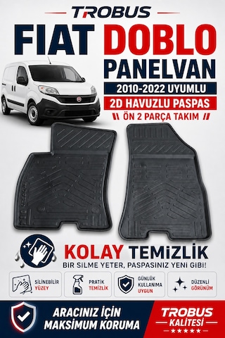 Trobus Fiat Doblo Panelvan 2010-2022 2d Havuzlu Paspas 2 Parça