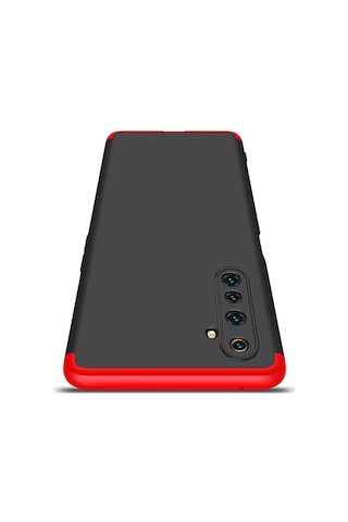Noktaks - Realme 6 Pro Uyumlu Kılıf Parmak İzi Tutmayan Alt Üst Geçmeli 3 Parça Ays Kapak - Siyah - T13928