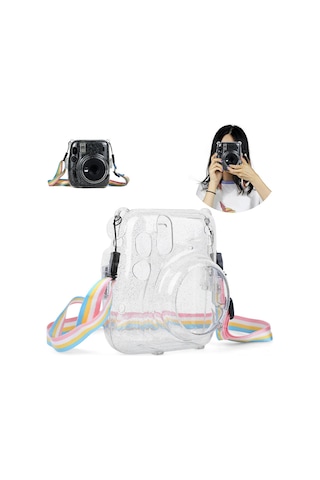 Vkemall 拍立得 Mini11 İçin Pvc Koruyucu Kılıf - Şeffaf Parlak Tozlu Tasarım, Çarpıklık Ve Dürtme Koruması, Kol Çantası İle Taşınabilir