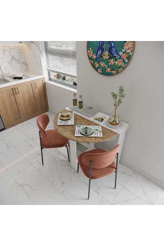 Pratik Katlanır - Açılır Kapanır Yuvarlak Mutfak Yemek Masası