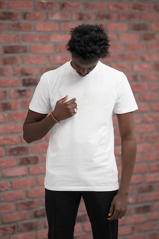 Slim Fit Pamuklu Önü Baskılı Sıfır Yaka T-shirt Beyaz