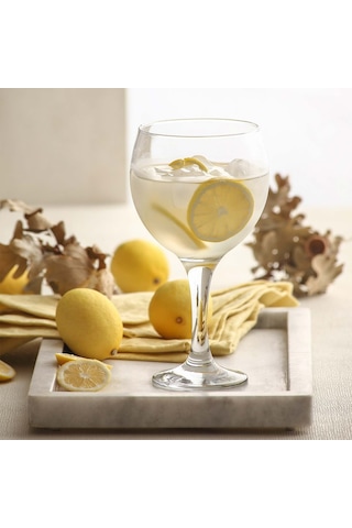 LAV Misket Cam Goblet 6'lı 645 ml Ayaklı (Şarap Kadehi , Kokteyl Bardağı)