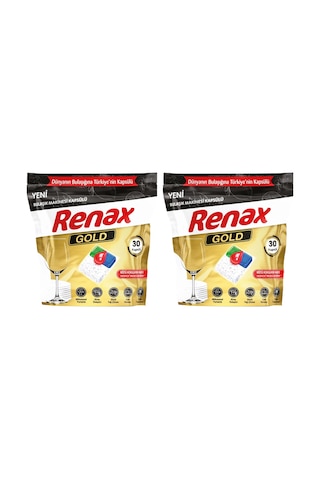 Renax Gold Hepsi Bir Arada Bulaşık Makinesi Kapsülü 2 x 30 Tablet
