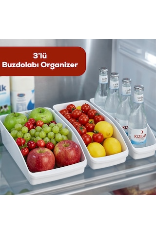 Porsima Org-49-p 3lü Çok Amaçlı Plastik Dolap Içi Düzenleyici Saklama Kutusu Organizer Sepet - Beyaz