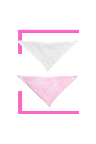 Bebek Ağız Bezi Salya Önlüğü Fular Çok Amaç 2'li P-byz Pembe - Beyaz