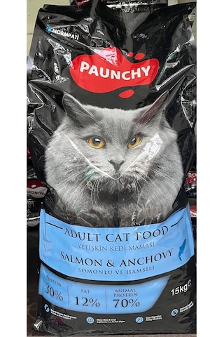 Paunchy Somonlu ve Hamsili Yetişkin Kedi Maması 15 KG