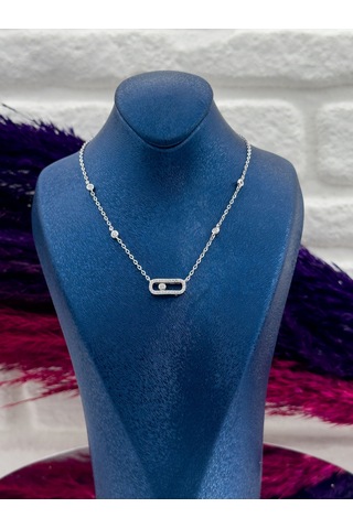 925 Ayar Gümüş Özel Tasarım Su Yolu Modeli Zarif Kadın Kolye Gümüş