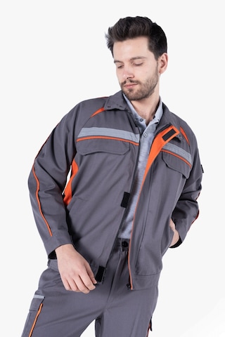 Turuncu Biyeli Reflektörlü Mont Gri - Turuncu