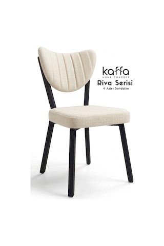 Riva , Modern Mutfak Sandalyesi, Yemek Odası Sandalyesi, Bahçe, Kafe - 4 Adet Krem Sandalye