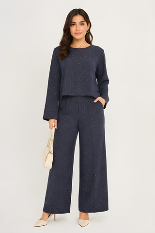 Lili Woman Kadın Midnight Sparkle Taş Detaylı Relax Fit Takım K.1420 Lacivert