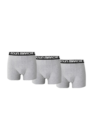 Boun Marche Erkek Boxer Likralı Premıum 3'lü Kutu Cronix Gri