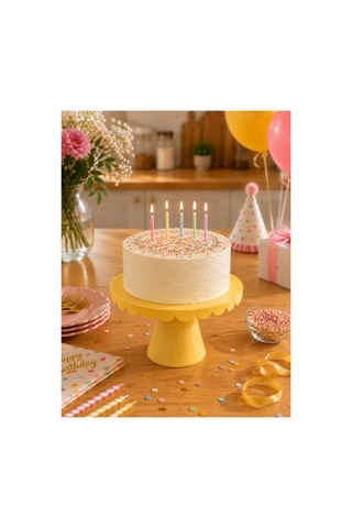 Pasta Standı 21 Cm Cupcake Standı - Dekoratif Sunum Standı Kurabiye Tatlı Sarı