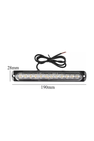 Ahmet Otomotiv Amber Turuncu Işık Çubuğu 12 Ledli Parmak Araba-kamyon-tır İşaret Lambası 19cm 12v-24v