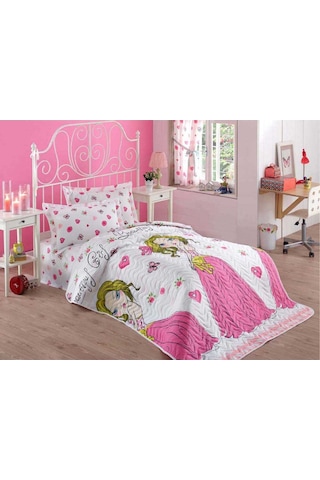 Kapitone Yatak Örtüsü Seti Tek Kişilik Beatiful Girl Beyaz