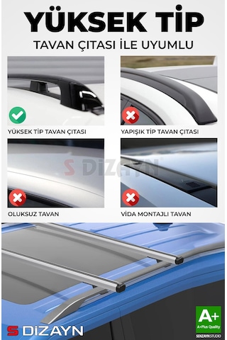 S-dizayn Ford Courier S-bar Cargo V1 Ara Atkı Tavan Taşıyıcı Barı Gri 130 Cm 2014-2023 A+ Kalite