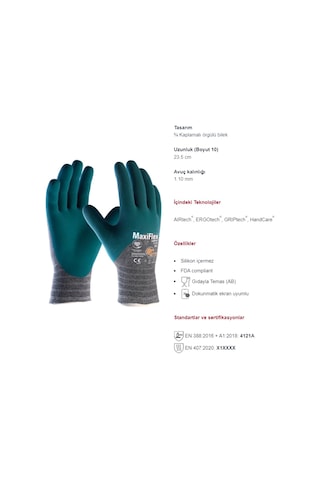 Atg Maxiflex Comfort 34-925 3/4 Dipped Iş Eldiveni