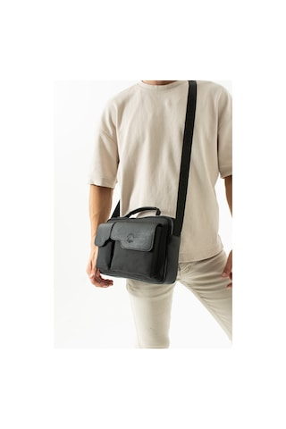 West Polo Westpolo Askılı Vegan Deri Ve Kanvas Kumaş Tablet Evrak Unisex Postacı Çantası - Siyah