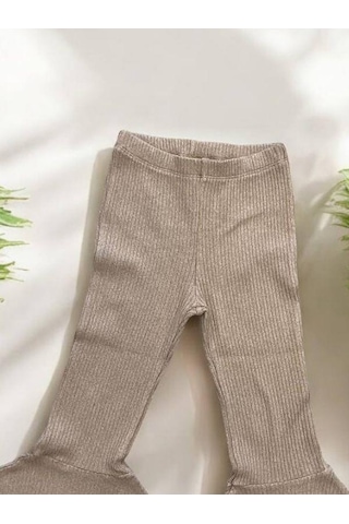 Zekids Kız Çocuk Bel Lastikli Kaşkorse İspanyol Paça Tayt-14433 Bej