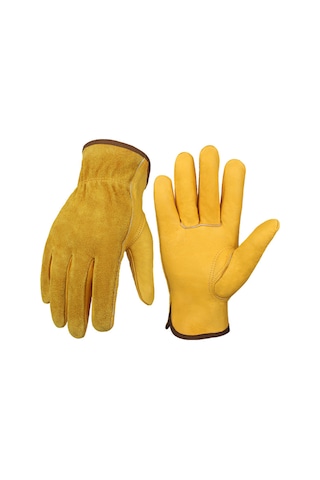 Kangvka S Boyutu Sarı İnek Derisi İş Eldiveni - Kaymazlı Dayanıklı - Elektrik Kaynağı, Araç Tamiri, Bahçecilik Koruması