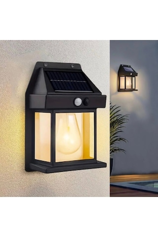 Solar Rustik Ampullü Duvar Lambası - Gün Işığı Çok Renkli