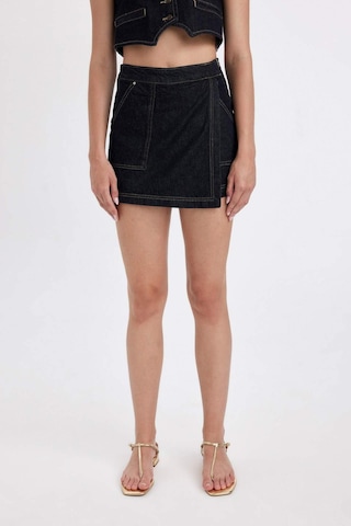 Defacto Yüksek Bel Fermuarlı Cepli Jean Şort Etek D3722AX24AUNM34 Mavi