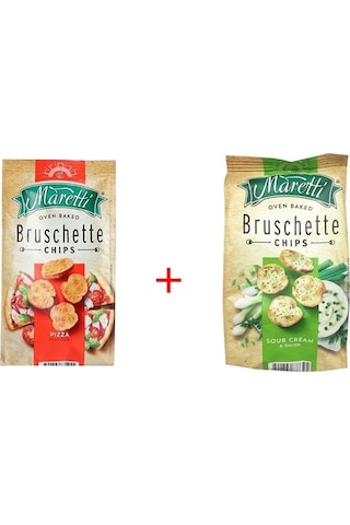 Maretti Brushette Chips Pizza + Sour Cream Onion Aromalı 2'li
