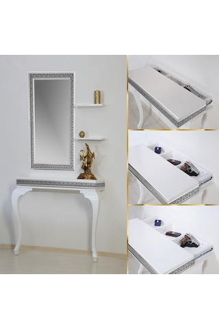 Decorotti Gümüş Varaklı Dresuar Takımı Ferro A3-1 Beyaz