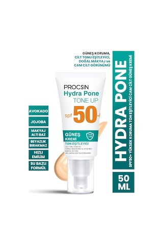 Procsin Hydra Pone Cilt Tonu Eşitleyici Makyaj Efekti Veren Cam Cilt Güneş Kremi SPF50+ 50 ML