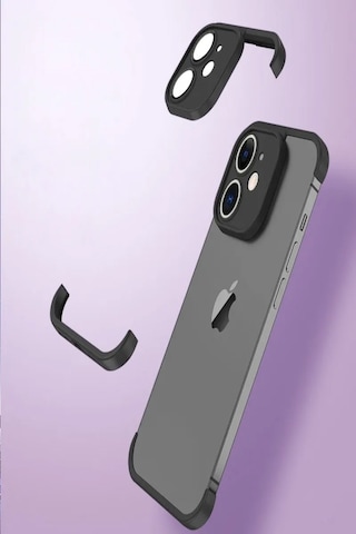 Apple Uyumlu iPhone 12 Kılıf 2 Parçalı Alt Üst Kamera Lens Korumalı Sert Silikon Kapak