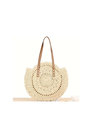 Yuvarlak Hasır Dokuma Kadın Çantası,