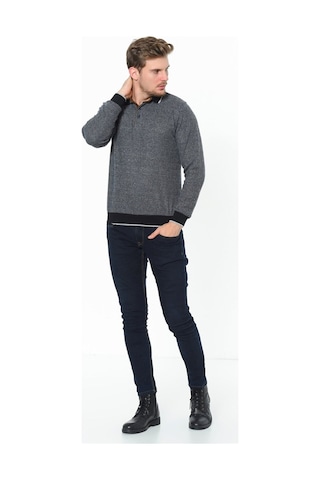 1038 Dewberry Erkek Sweatshırt-noktalı Lacivert