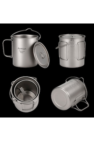 Dancemonkey Aomiun 750ml Titanyum Su Bardağı - Kapaklı, Katlanır Saplı, Kamp Ve Piknik İçin Çok Renkli