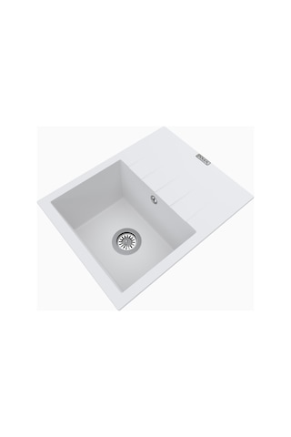 Polex Cristalüx Granit Evye P-S60 Beyaz Tezgah Altı Ve Tezgah Üstü Kare Mutfak Evyesi 60.5x49.5 CM