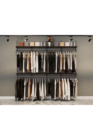 Dekoratif Giyinme Odası Raf Sistemleri & Oda İçi Dekoratif Gardrop Raf Sistemi Siyah
