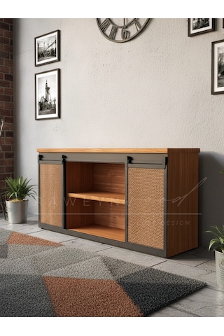 Raweyn Genus Doğal Ahşap Sürgülü Konsol 230cm Açık Ceviz