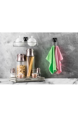 Yapışkanlı İkili Havluluk Askı Krom