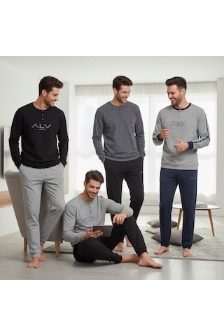 Bonbon Erkek Pamuklu Bohçalık Ve Çeyizlik 4 Adet 2'li Pijama Takımı Bb2484 Çok Renkli