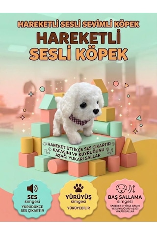Sevimli Yürüyen Arkadaşım: Sesli Hareketli Tasarımlı Eğitici Oyuncak Peluş Hayvan Çok Renkli