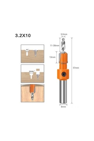 Shineyee 8/10mm Hss Tungsten Çelik Ahşap Vidalama Matkap Ucu - 3x10mm Boyutlu, Dayanıklı, Parafüs Ve Delik Açma