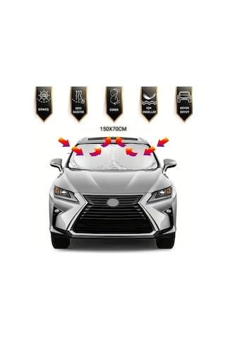 Coofbe Katlanabilir 150x70 Cm Araç Ön Cam Güneşlik Ön Cam Araç Perdesi Araç Güneş Koruyucu Oto Güneşlik 1 ADETLİ SET