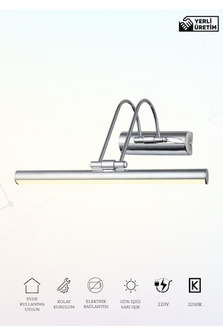 Karen Banyo 35 Cm Krom Kasa Gün Işığı, Elektrikli Banyo Ayna Tablo Aydınlatma Flüt Kuğu Led Aplik Krom