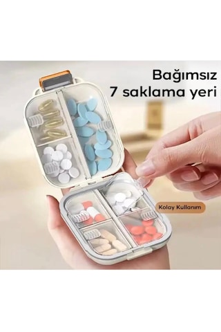 Çok Izgaralı 7 Bölmeli İlaç Saklama Kutusu Günlük Haftalık Hap Düzenleyici, Taşınabilir Krem