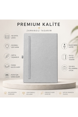 Şık Tasarım Lastikli Ajanda/defter - 4 Farklı Renk Seçeneği Gri