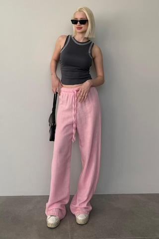 Madmext Pembe Bol Paça Müslin Kadın Pantolon Mg1980 Pembe