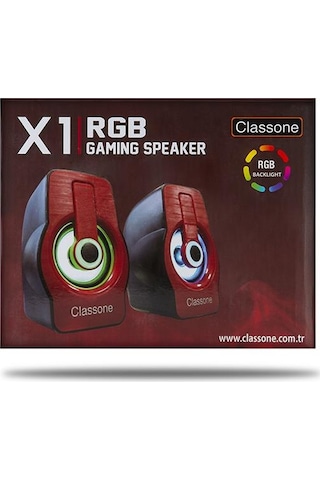 Classone Hoparlör 1+1 Usb Rgb X1 Red