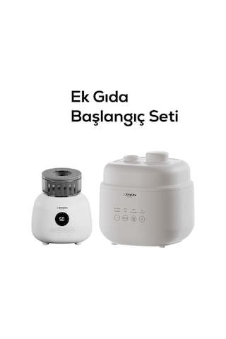 Ek Gıdaya Geçiş Başlangıç Seti 2'li Beyaz Karıştırıcılı Biberon Isıtıcı ve 1 L Elektrikli Buharlı Pişirici